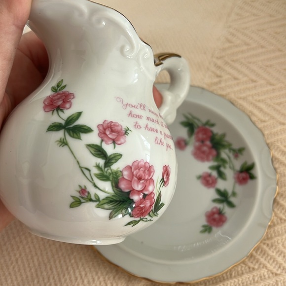 Rare Grandmother creamer and saucer Lefton china  #07812 roses gold trim - Picture 7 of 7